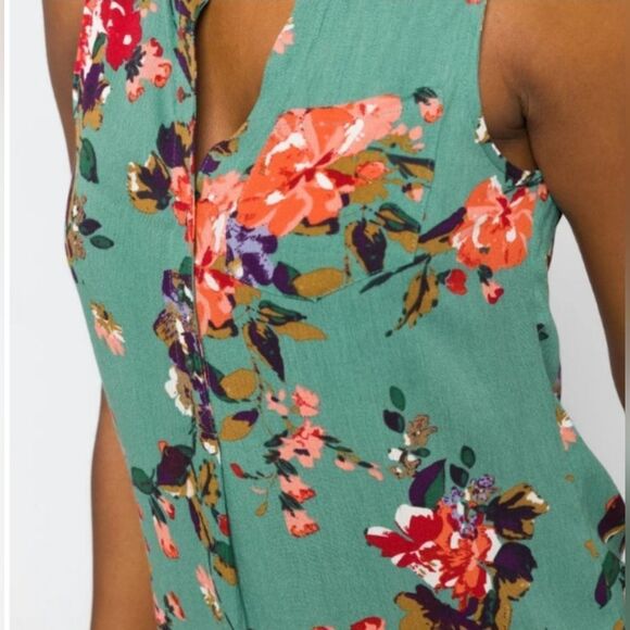 🔺️NWT Market & Spruce Sage Floral Prat Henley Sleeveless Top Large - Picture 13 of 13